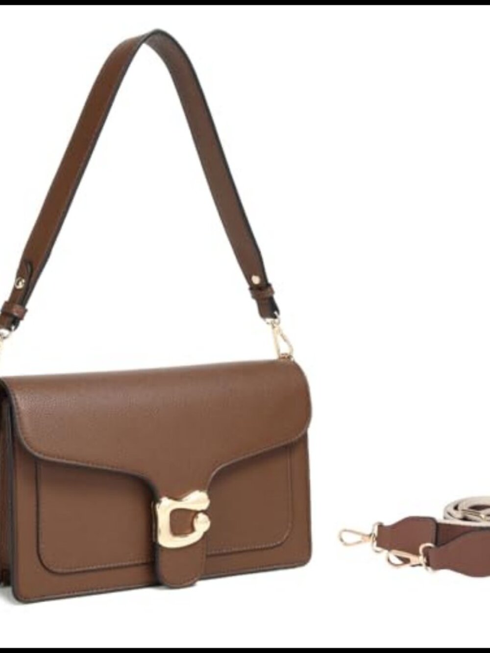 Small Crossbody Bag Vegan Leather Satchel with 2 Strap